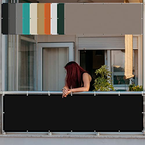 Balkon Sichtschutz Seitenmarkise 80 x 650 cm Staubschutz Sonnenschutz Sonnen Segel PB2 PES 100% Polyester für Balkon Garten Balkongeländer, Schwarz
