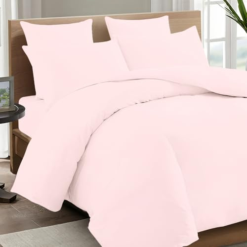 Pizuna Bettwäsche 140x200 + 70x90 Baumwolle Hellrosa 600 Fadenzahl | 100% Langstaple Baumwolle Bettbezug und Kissenbezug, Mako Satin 2-Teilig Bettwäscheset 140x200 + 70x90 Helles Rosa Mako Satin