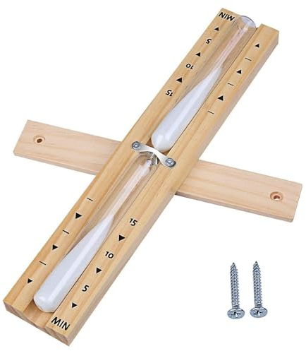 Sauna Sanduhr, 15 Minuten Holz Saunauhr, Weißer Sauna Uhr mit Rotierender Sanduhr, Saunazubehör Zeitmessgerä Hitzebeständig Wandmontage