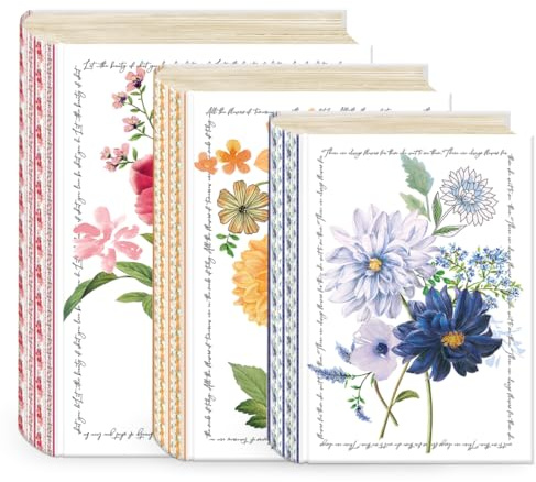 Punch Studio Decorative Storage Boxes with Lids | Nested Book Style Set of 3 Coated Cardboard Keepsake Box for Photos Documents Gifts Home Organization, 11” x 13.5” – Notable Florals