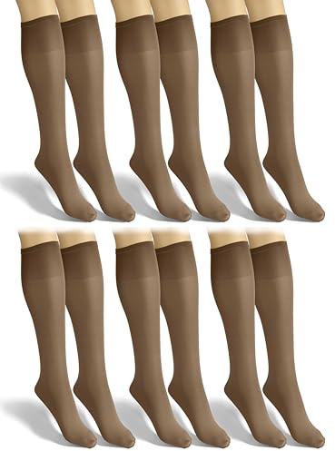 sesto senso 6 par räkor för kvinnor mikrofiber matt 40 den silkeslen färgade långa strumpor, 6 par – brun-beige, one size
