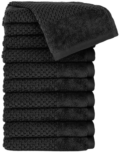 Pure Label Gästehandtuch 10er-Pack 30x50cm aus 100% Baumwolle - Schwarz | 100% Baumwolle, weich & saugstark - Waschbar bis 60∘C, trocknergeeignet