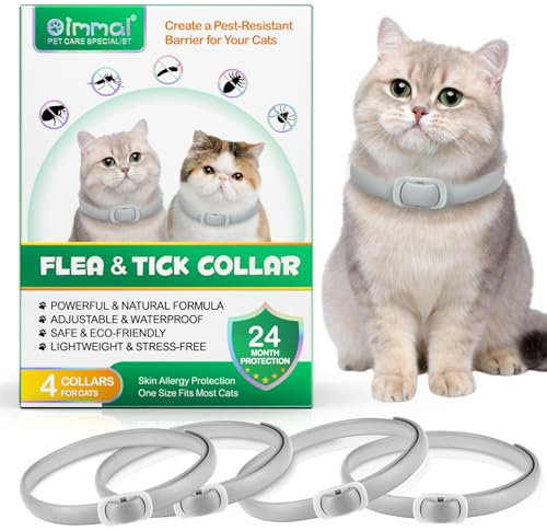 Katthalshållare, 4-pack kragar för katter med 24 månaders effektivt skydd, vattentät, justerbar, för kattungar, medelstora och stora katter