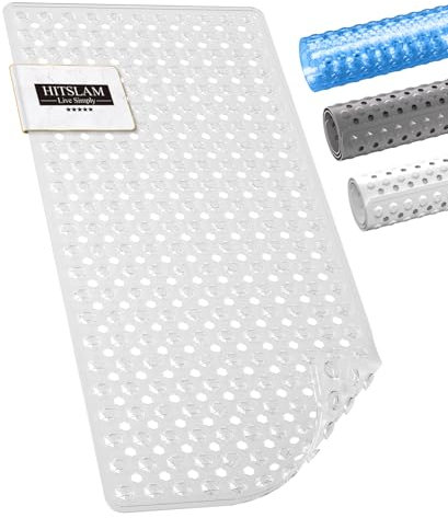 HITSLAM Tappetino Vasca Antiscivolo da Bagno, 89 x 40cm Lungo Tappetino Doccia Antiscivolo Senza BPA, Resistente alla Muffa e Lavabile in Lavatrice Tappetino Bagno, Morbido al Piede, Trasparente