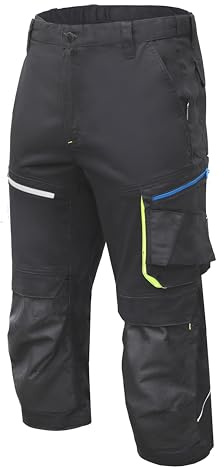 Högert Technik Pantalon de Protection élastique 3/4 de la Marque Reetz - Noir - Tissu sergé - Short avec Poches - Short de Travail pour Homme - en ISO 13688, Gris, L