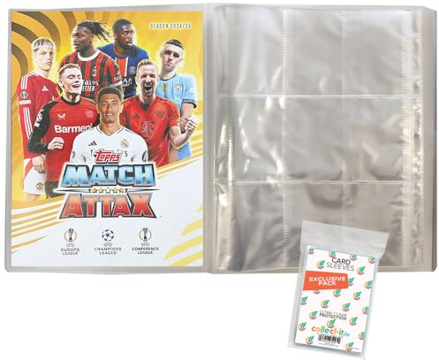 Bundle mit Match Attax Champions League 2024/25 - Trading Cards - 1 Leere Sammelmappe + Exklusive Collect-it Hüllen