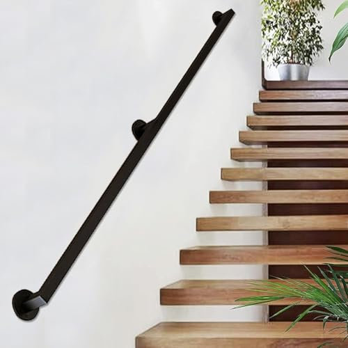 Corrimano per scale in ferro battuto, ringhiera per scale interne, corrimano in metallo antiscivolo, con maniglione da 80 cm, eleganti balaustre e balaustre