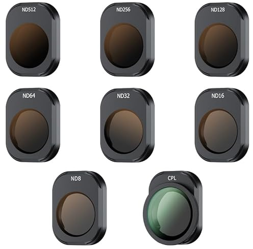 JJC ND CPL Filter Kit for DJI Mini 4 Pro, 8 Pack ND8 ND16 ND32 ND64 NND128 D256 ND512 Neutral Density Fixed Filters CPL Polarizer, Multi Coated Portable ND Filter Mini 4 Pro Drone Accessories