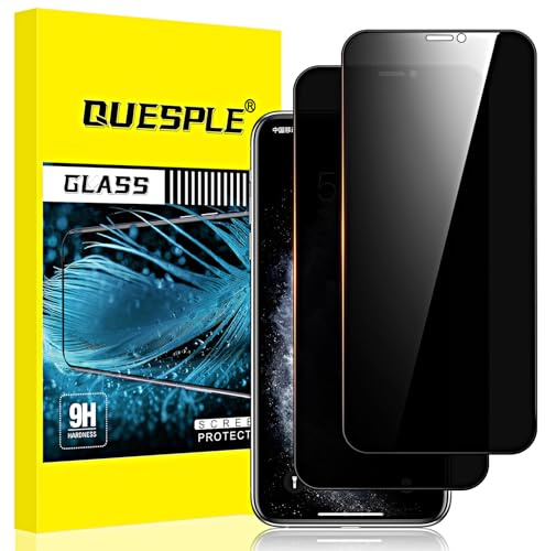 QUESPLE [2 Stück] Panzerglas Sichtschutz für iPhone 11 Pro/XS/X 5,8 Zoll, Anti-Kratzen, 9H Härte Blasenfreie iPhone 11 Pro/XS/X Privacy Schutzfolie Gehärtetem Glas Displayschutzfolie