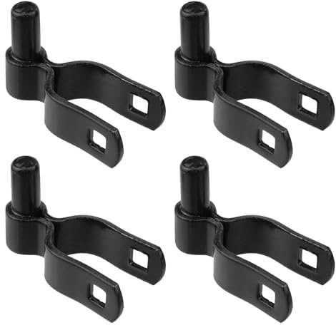 Antrader 1-3/8 Chain Link Fence Gate Post Hinge,4Pcs Black Male Gate Frame Hinges for Chain Link Fence Post Heavy Duty Chain Link Fence Male Hinge Gate Post Hinge Kit with Nut/Bolt