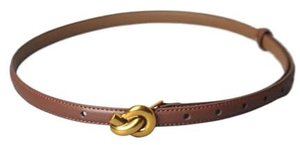 LPNGTNG Damen Gürtel aus echtem Leder, Knotenschnalle, Taillenbund, Kummerbund für Kleid, Jeans, braun, 105 cm