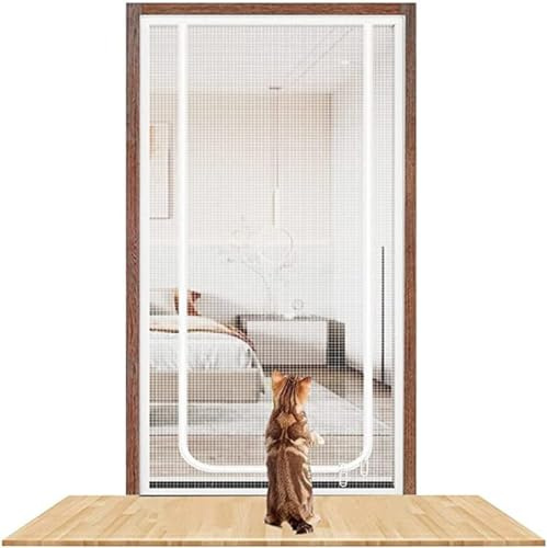 Porte Moustiquaire For Chat 130x220cm, Porte En Maille Renforcée Résistante Aux Chats, Fermeture Éclair, Anti-animaux, Empêche Les Animaux De Compagnie De S'échapper, Rideaux De Porte Du Salon(90x220c