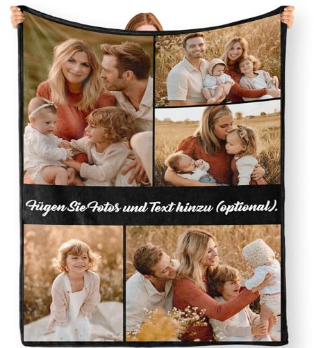 Bemaystar Personalisierte Decke mit Foto & Text – Kuscheldecke, Familie, Freunde. Ideal für Mama, Papa, Kinder, Geburtstage, Muttertag & Vatertag