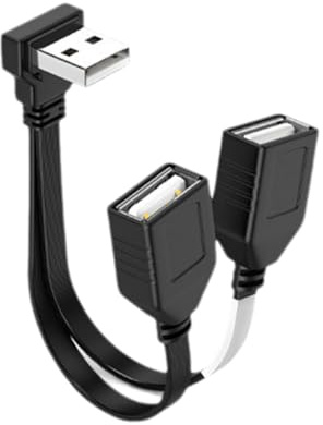 MCAOAL Câble répartiteur USB avec 90 degrés mâle vers double port femelle pour une charge rapide et un transfert de données USB de voiture