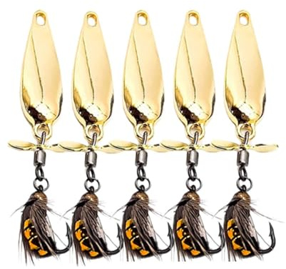 Angelköder Set, 5 Stück Blinker Angeln, Mehrfarbige Spinner Angeln Löffel Köder für Forelle Hecht Bass Lachs,Angelgeschenke für Männer,Angelköder für Süß- und Salzwasser