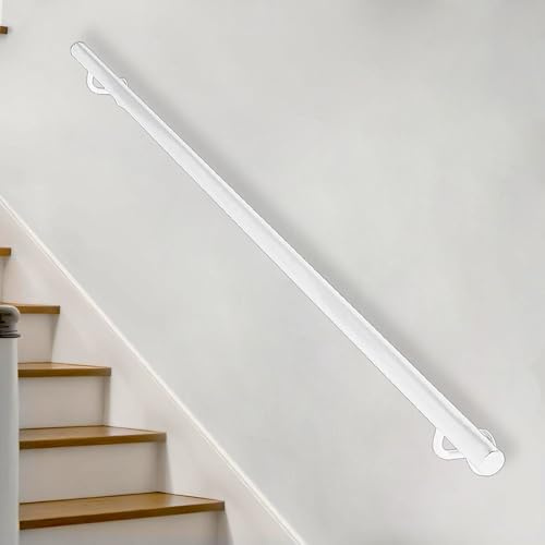 Lanmmraifc Pasamanos Blancos para escaleras, barandilla Moderna Antideslizante para pasillos, para Interiores y Exteriores, con Soporte de Pared, Kit Completo de 30 a 600 cm.(510cm)