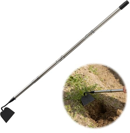 Garden hoe heavy duty for weeding，Hoe garden tool 37.8''-80.3'' Adjustable with 7.1inch Wide Welded Blade，Hoes for gardening with Long Stainless Steel Handle for Digging Loosening Weeding Planting