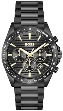 BOSS Chronograph kvarts klocka för män STRIKE Collection med svart rostfritt stålarmband - 1514291