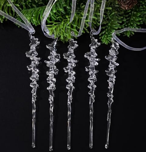 Weihnachtsbaum Acryl Eiszapfen Ornamente Set mit 50 transparenten Dekorationen geeignet für saisonalen Gebrauch und verschiedene Feiertagsarrangements