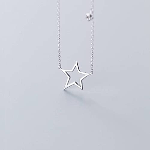 LYGBAOFUL S925 Silverhalsband, Damsmycken i japansk stil med femuddig stjärnhals Mode ihålig nyckelbenskedja s925 Silverhalsband
