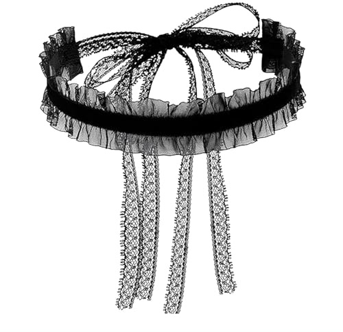 Floruvia Viktorianisch Gothic Lace Choker,Schwarz Spitze Halsband Damen,Blumen Muster Vintage Schmuck,Verstellbar Karabiner Verschluss
