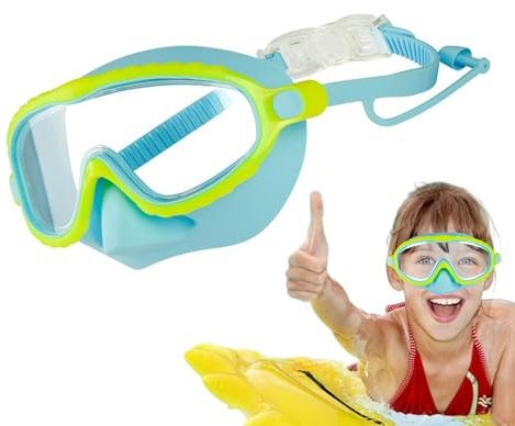 Lunettes de Natation pour – 15,5 x 8,9 cm – Masque de plongée avec Tuba, Anti-buée et résistant à l'eau | Masque de plongée étanche pour Jeunes avec Cache-Nez pour Filles de 4 à 16 Ans