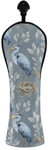 Copri mazze da golf vintage con fiore blu per uomo e donna in pelle PU con etichette intercambiabili per driver in legno ibrido