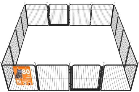Feandrea Haustierlaufstall aus Rostfreiem Metall, 276 x 276 x 80 cm | Mit Breiter Tür, Flexibel Formbar, für Indoor und Outdoor, Tintenschwarz, DACK Kollektion PPK038B102