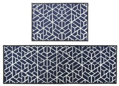 Alfombra Cocina 50X80Cm Azul Y Blanca Alfombra Vinilica Cocina Cuero,Modernas Lavable Antideslizante Anti Fatiga para Pasillo, Comedor,Hogar Alfombrilla Cocina