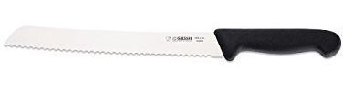 Giesser Brotmesser 24cm Klingenlänge mit Wellenschliff, schwarzer Griff, müheloses schneiden von Brot, auch bei sehr harten Krusten!!