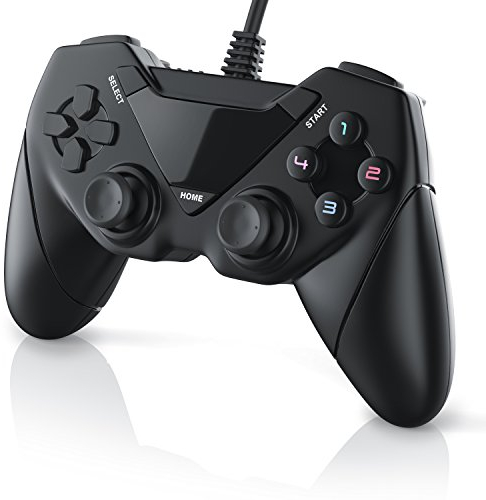 CSL - Gamepad für PC und Android - Dual Vibration - Plug and Play - Controller mit Direct-Input X-Input - schwarz