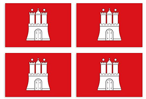 Kiwistar Aufkleber 4,5 x 2,7 cm Hamburg - Bundesland Autoaufkleber Deutschland Flagge Länder Wappen Fahne Sticker Kennzeichen - Auto - Fahrrad - LKW