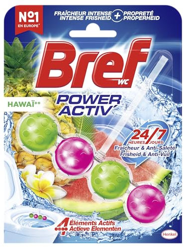 Bref WC Power Activ' Exotic Hawaï – 1 Bloc WC (50g) – Produit Nettoyant WC – Anti calcaire Mousse Nettoyante
