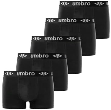 Umbro Boxershorts för män (förpackning med 5), Svart, L