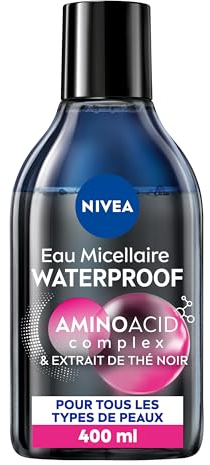 NIVEA - Acqua Micellare Waterproof - Viso, Occhi, Labbra - Pulisce I Pori & Rimuovi il trucco - Delicato Per Le Ciglia - Micelle, Amminoacido & Estratti Di Tè Nero - Vegan - Tutti i Tipi Di Pelle
