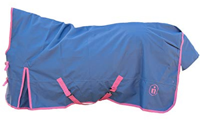 Pferdedecke-Winter indira pro 400g Wasserdicht Ripstop 1200d high-Neck (145 cm, Blau 01 - Pink 01)