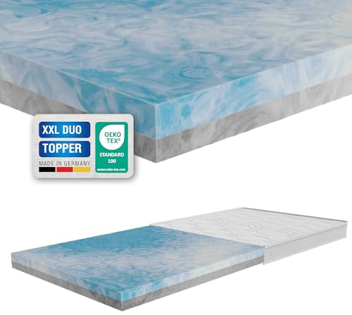XXL Duo Topper 160x200 cm – 12cm Kaltschaum Matratzentopper mit 2 Härtegraden H3/H4 – orthopädische & ergonomische Matratzenauflage – atmungsaktiv & wendbar – für Matratzen, Boxspringbetten