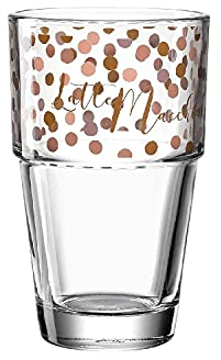 Leonardo Solo 043469 - Bicchiere da caffè in vetro con stampa latte-Macchiato, lavabile in lavastoviglie, motivo a pois, 410 ml