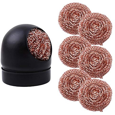 ExcInter Black Iron Tip Cleaner + 6pcs Cleaning Ball Soldering Solder Tips Cleaning Wire and Metal Brass Holder Station