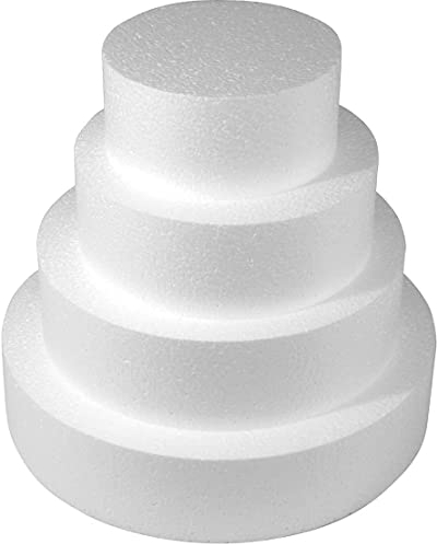 Zeus Party Set 4 pz Base-Disco di Polistirolo per Torta Compleanno Bambini cm H 5-Ø 30, 25, 20, 15 cm