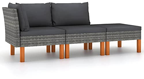 Festnight Balkonmöbel Sofa Balkon Rattan Gartensofa 3-Sitzer Balkonlounge für Keiner Balkon Outdoor Sitzbank Terrassenmöbel Lounge Gartenmöbel Gartenlounge Couch Loungemöbel