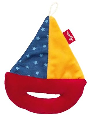 Sigikid Greifling Segelboot, RedStars Babyspielzeug mit Knisterfolie und Rassel: greifen, entdecken, spielen, für Babys ab Geburt, Art.-Nr. 42875, rot-blau-gelb 12x15x3 cm
