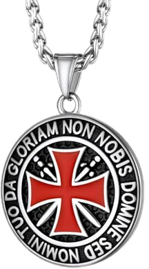Richsteel Collier Homme Croix des Templiers en Acier Inoxydable/Doré/Noir | Chaine de 3mm, 55+5cm de Long, Hypoallergénique, Anti-rouille, Pendentif Croix/Médaillon, Design Médiéval, Bijoux pour Homme