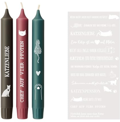 Katzen Kerzenfolie DIN A4 weiß – Tattoofolie für Kerzen & Keramik – DIY Geschenk Katzenliebhaber – Kerzen gestalten Geburtstag Weihnachten
