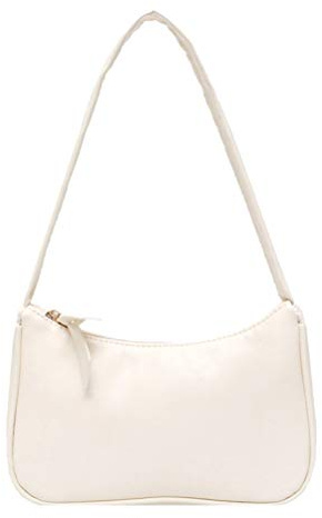 Mrisata Umhängetasche, Unterarmtasche aus PU-Leder, Klassische Retro-Clutch-Tasche Frauen, Unterarmtasche aus Leder (Weiss)