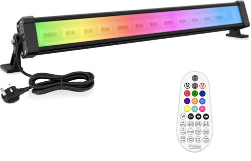 MEIKEE 42W RGB FloodLlight with Remote Control 360° Wall Washer Floodlight 12 Colors 2 Modes Timer 6 Brightness Memory Function LED Spotlight RGB Bar for Party Disco Celebrations Stage Houses