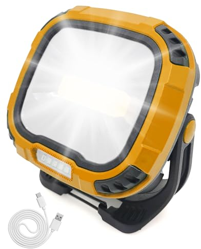 MOXTOYU 50W LED Rechargeable Work Light, 6 Modes 4 Brightness of Light Portable Work Light 4500LM, Display Power Function Flood Light Waterproof ＆USB Charging, Suitable for Outdoor Camping, Fishing