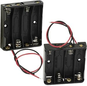 AЕRZETIX - C67850 - Lot de 2 Boîtiers Porte-Piles Support R3/AAA avec câbles pour 4 Piles 1.5 V - 52x49x13 mm - en Plastique