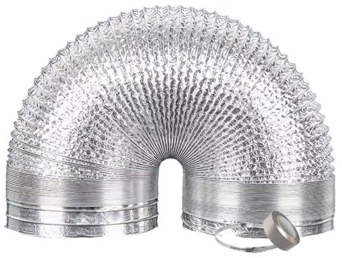 Alu Flexrohr Flexibel Lüftungsschlauch Abluftschlauch aus Aluminium Flexibler Aluminium Flexibel Luftleitungen Rohr Flexibles Aluminiumrohr für Wäschetrockner,Abzugshaube,Rohrventilator,Klimaanlagen (