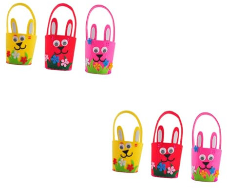 ibasenice Spielsets Für Kinder 6 Stk Ostern-Einkaufstasche Spielset für Kinder ostereier taschen Kinderspielzeug Hasenspielzeug Kaninchenspielzeug Lern Karikatur Blumenkorb Materialpaket